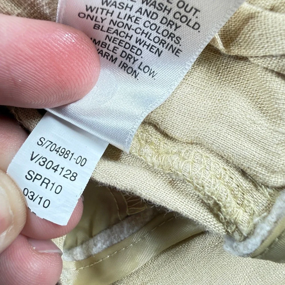 Banana Republic Wide Leg Linen Pants Womens 00P Tan Quiet Luxury Coastal Office